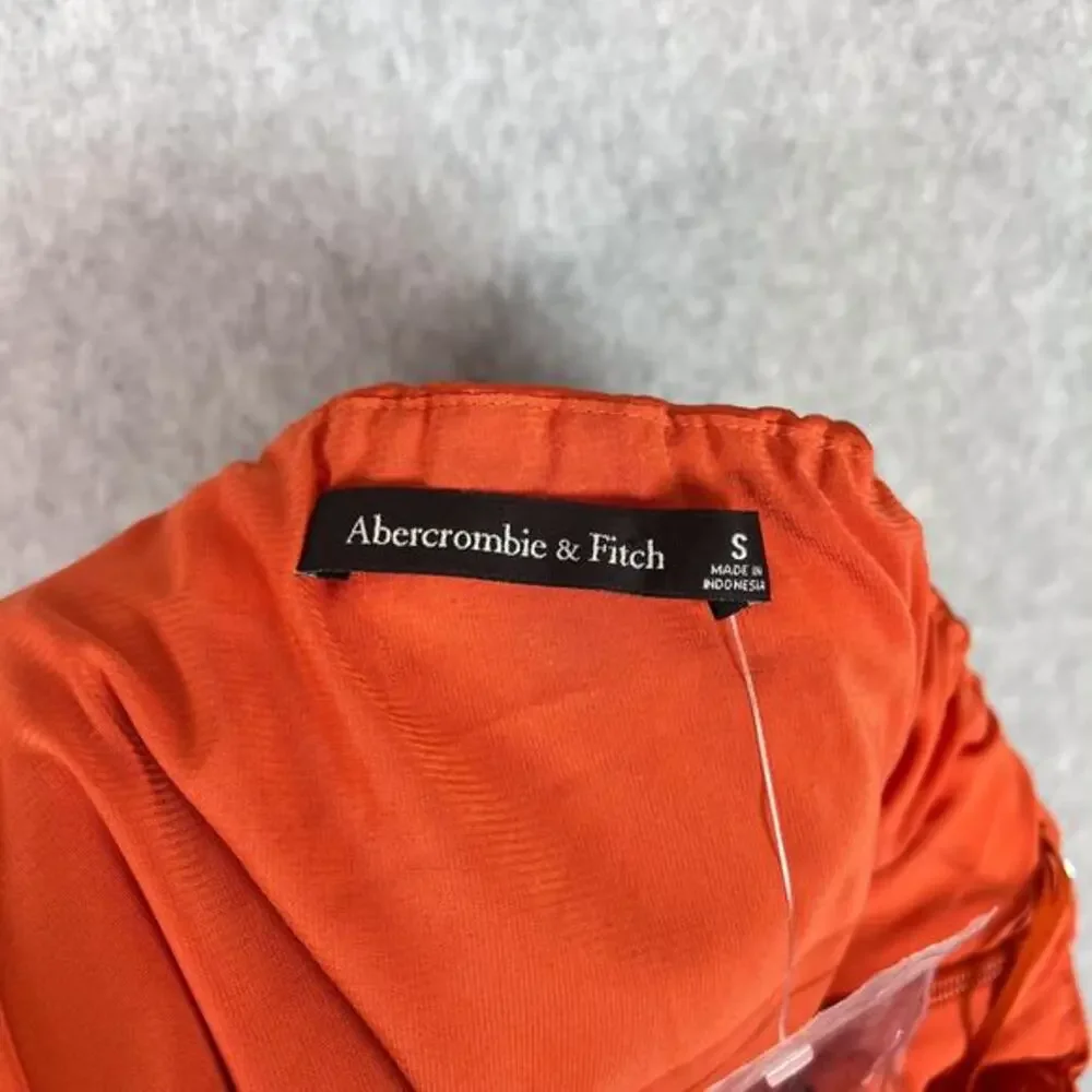 Abercrombie & Fitch Size Small Orange Satin Strapless Slip Maxi Dress Front Slit